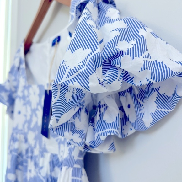 MAISON ME New with Tags Women's Meredith Dress Blue Striped Floral - Picture 2 of 8